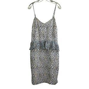 Victoria's Secret Womens Peplum Dress Black Ivory Animal Print Sleeveless Size 6